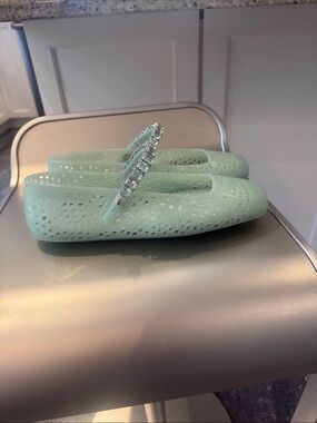 NIB JIMMY CHOO the jelly transparent ballet flat with Crystal Strap in mint